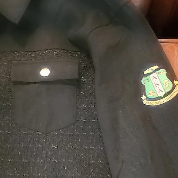AKA Black Tweed Jacket with Gold Buttons and Green Trim - Picture 5 of 6